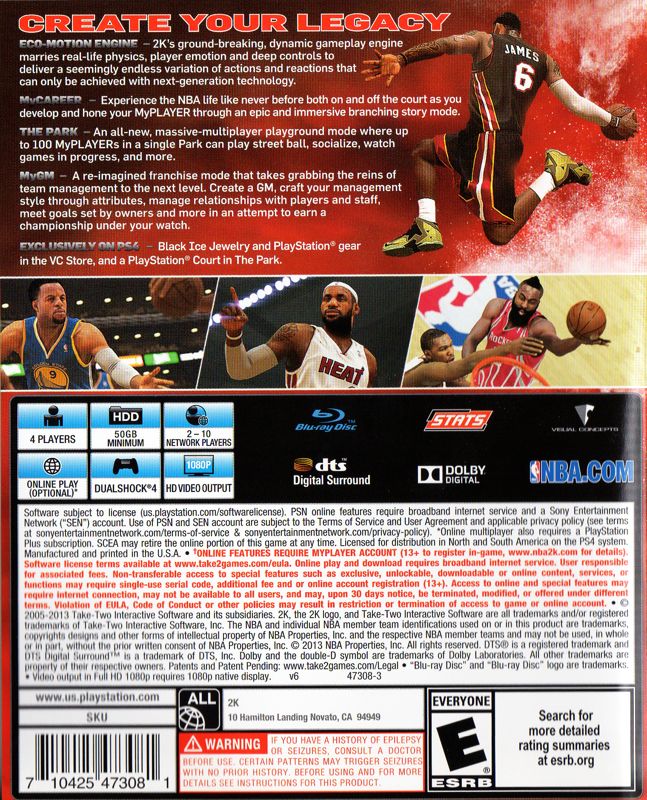 Back Cover for NBA 2K14 (PlayStation 4)
