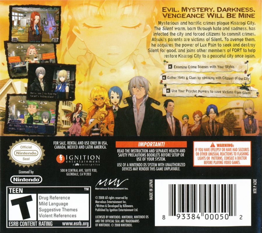 Back Cover for Lux-Pain (Nintendo DS)