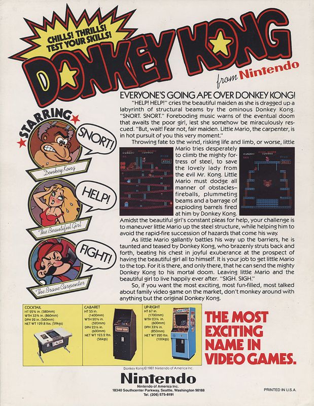 Back Cover for Donkey Kong (Arcade)