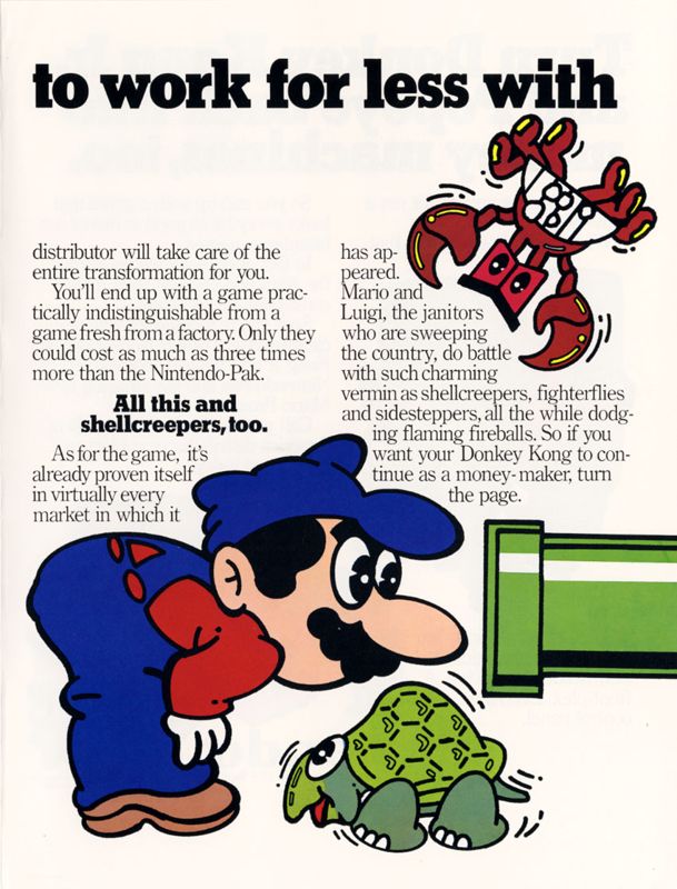 Inside Cover for Mario Bros. (Arcade): Right