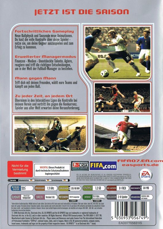 Back Cover for FIFA Soccer 07 (Windows) (EA Sports Classics release)