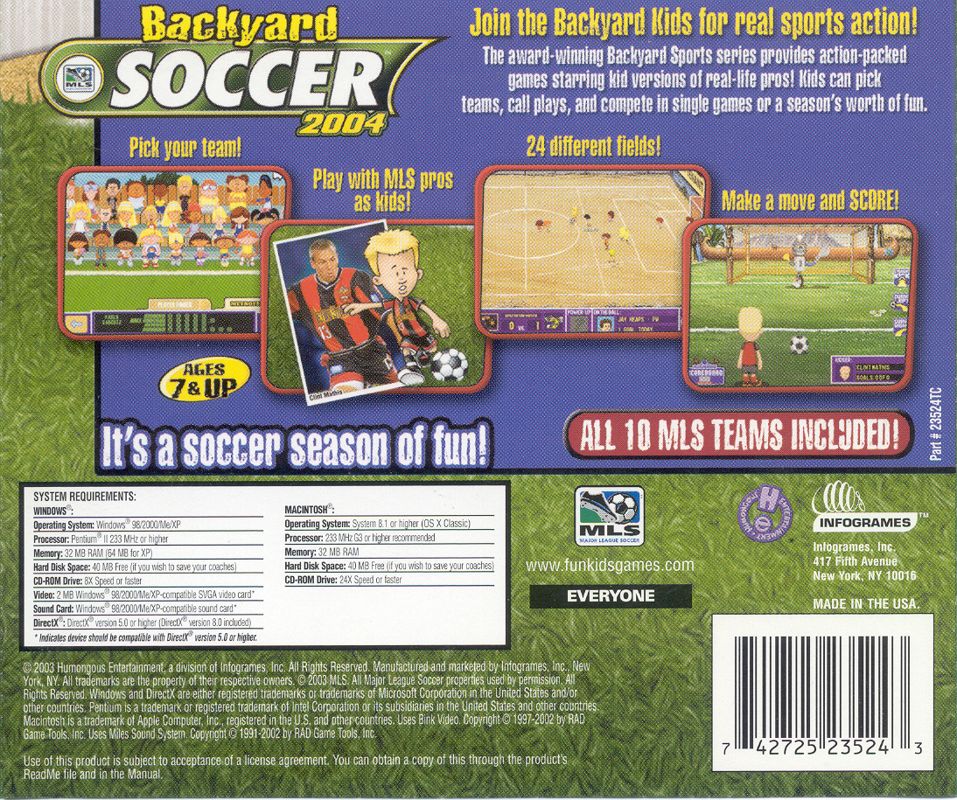 Other for Backyard Soccer 2004 (Macintosh and Windows): Jewel Case -- Back