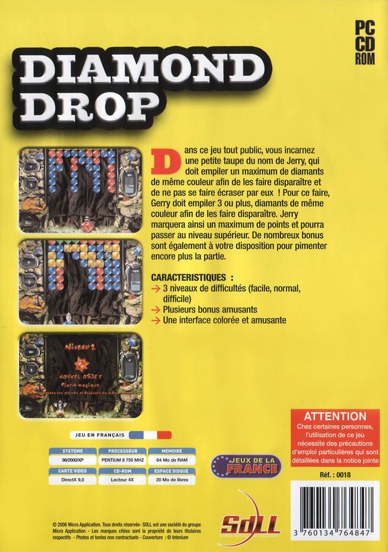 Back Cover for Diamond Drop (Windows) (200% Jeux series (SdLL 2006))