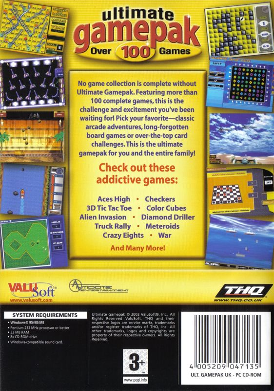 Back Cover for Ultimate Game Pak (Windows)