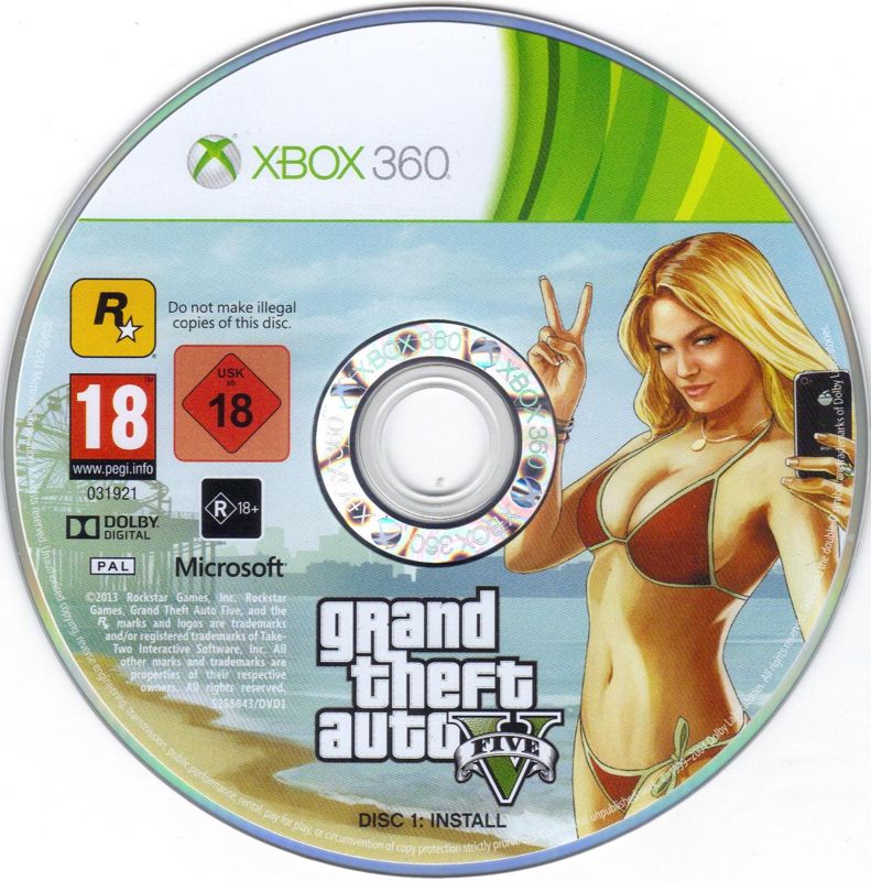 Media for Grand Theft Auto V (Xbox 360): Disc 1