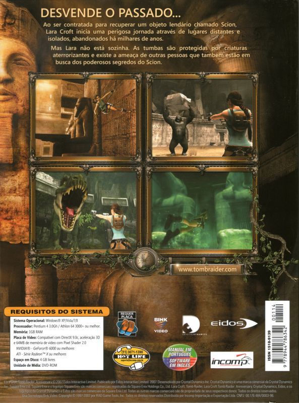 Back Cover for Lara Croft: Tomb Raider - Anniversary (Windows) (Fullgames #114 covermount)