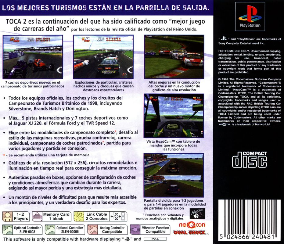 TOCA 2: Touring Car Challenge cover or packaging material - MobyGames