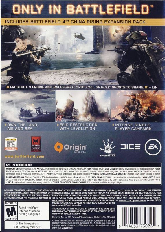 Battlefield 4: Premium Edition cover or packaging material - MobyGames