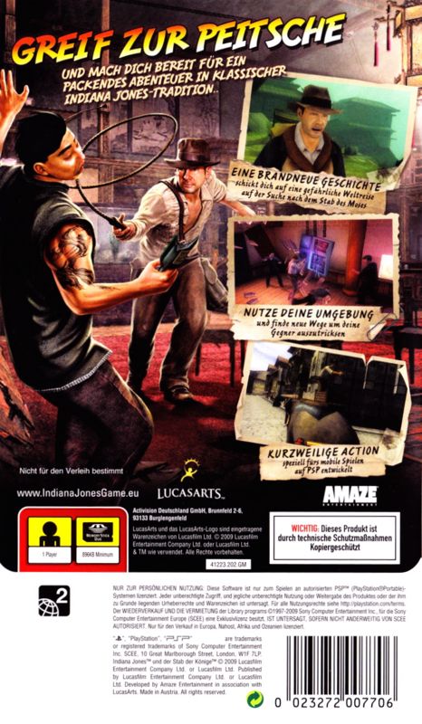 Back Cover for Indiana Jones and the Staff of Kings (PSP)