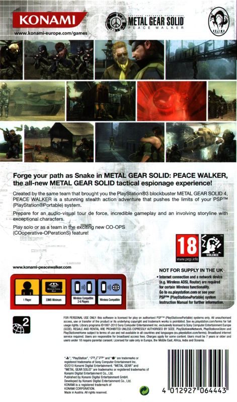 Metal Gear Solid: Peace Walker Cover Or Packaging Material - Mobygames