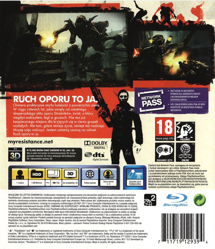 Resistance 3 cover or packaging material - MobyGames