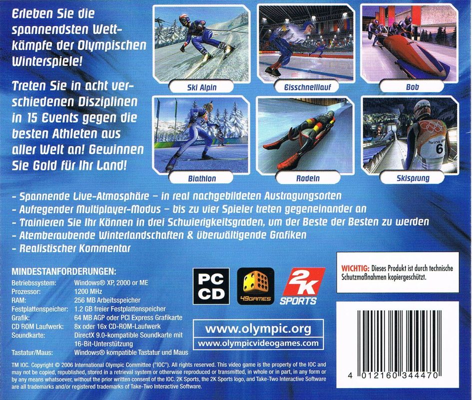 Back Cover for Torino 2006 (Windows) (Re-release)