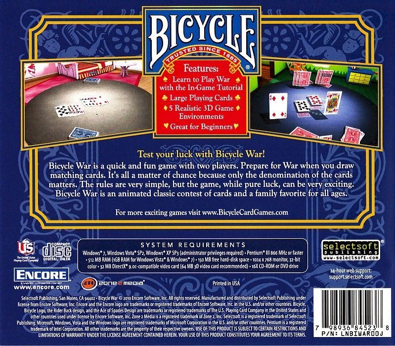 Back Cover for Bicycle War (Windows)