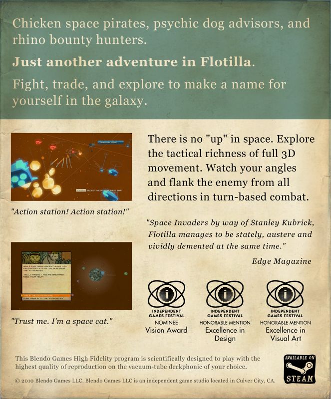 Back Cover for Flotilla (Windows and Xbox 360) (Printable big box)