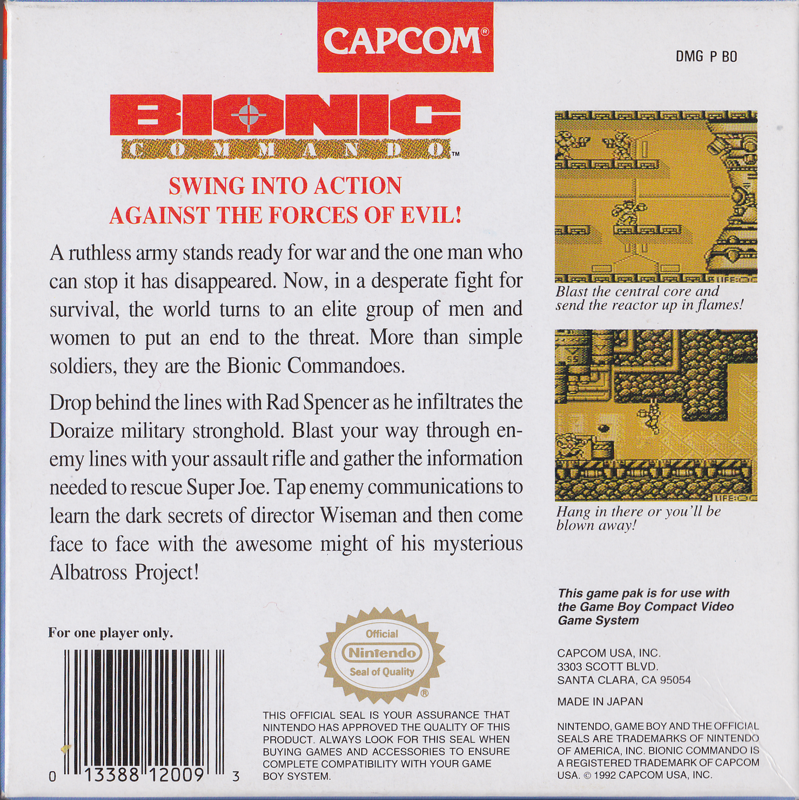Back Cover for Bionic Commando (Game Boy)