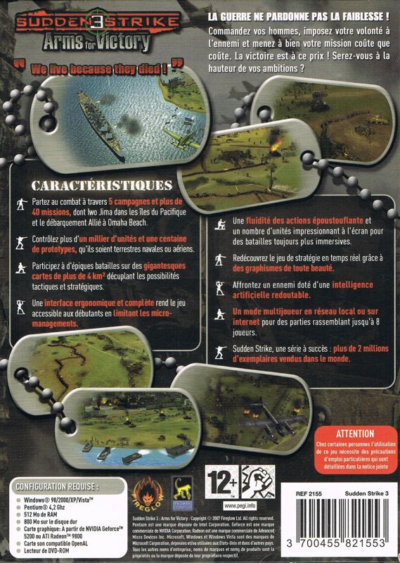 Back Cover for Sudden Strike 3: Arms for Victory (Windows)