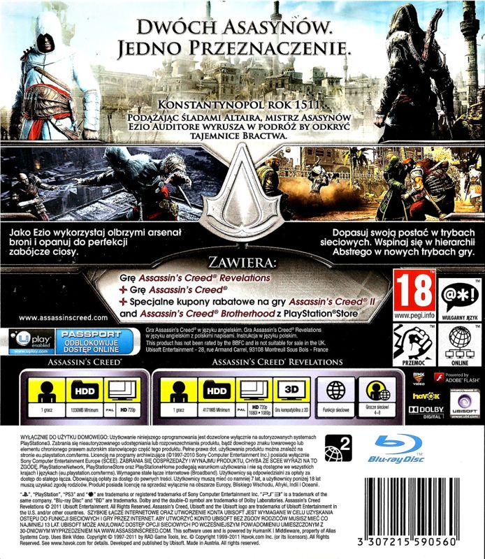 Back Cover for Assassin's Creed: Revelations (PlayStation 3)