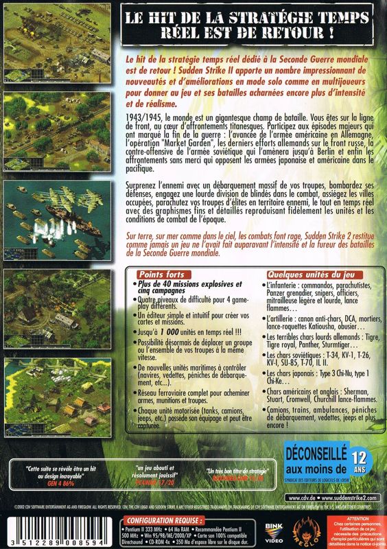 Back Cover for Sudden Strike II (Windows) (Collection Strategie release)