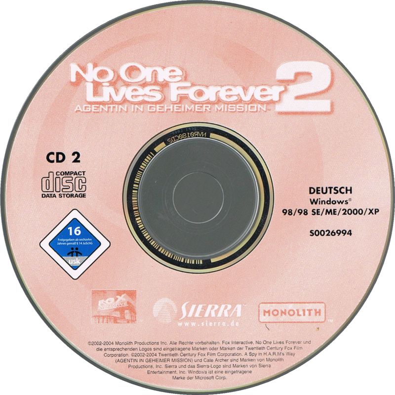 Media for No One Lives Forever 2: A Spy in H.A.R.M.'s Way (Windows) (Software Pyramide release): Disk 2