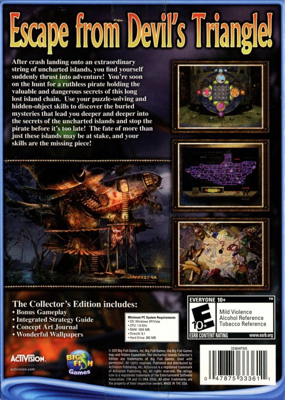 Back Cover for Hidden Expedition: The Uncharted Islands (Collector's Edition) (Windows)