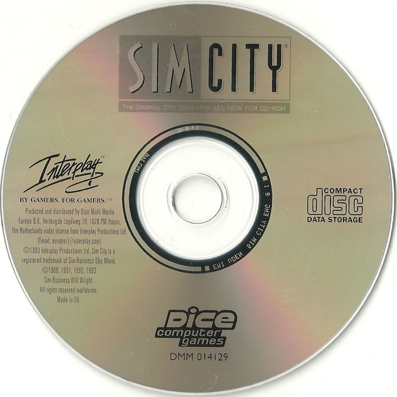 Media for SimCity: Enhanced CD-ROM (DOS) (Dice Multimedia release)