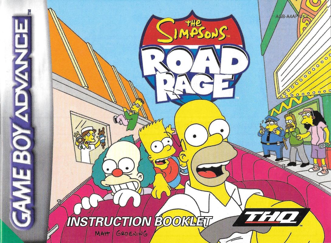 Manual for The Simpsons: Road Rage (Game Boy Advance): Front