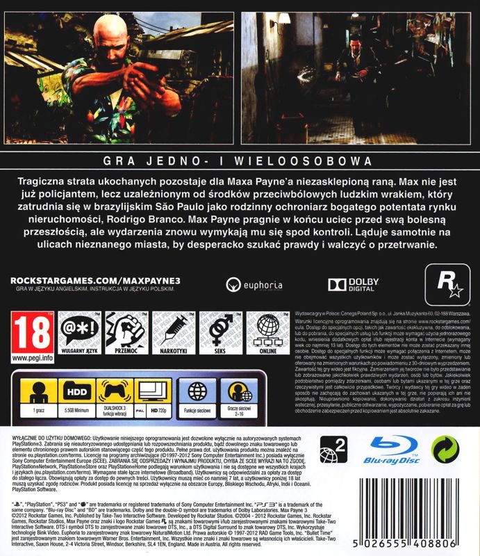 Max Payne 3 cover or packaging material - MobyGames