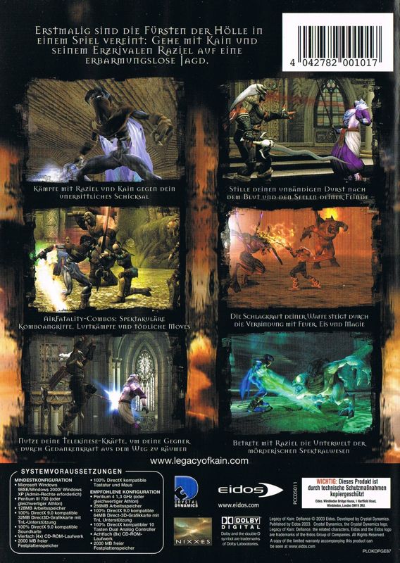 Back Cover for Legacy of Kain: Defiance (Windows)