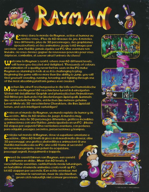 Back Cover for Rayman (DOS and Windows)