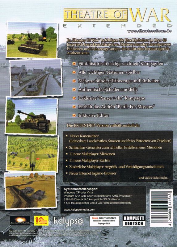 Back Cover for Theatre of War: Extended (Windows)