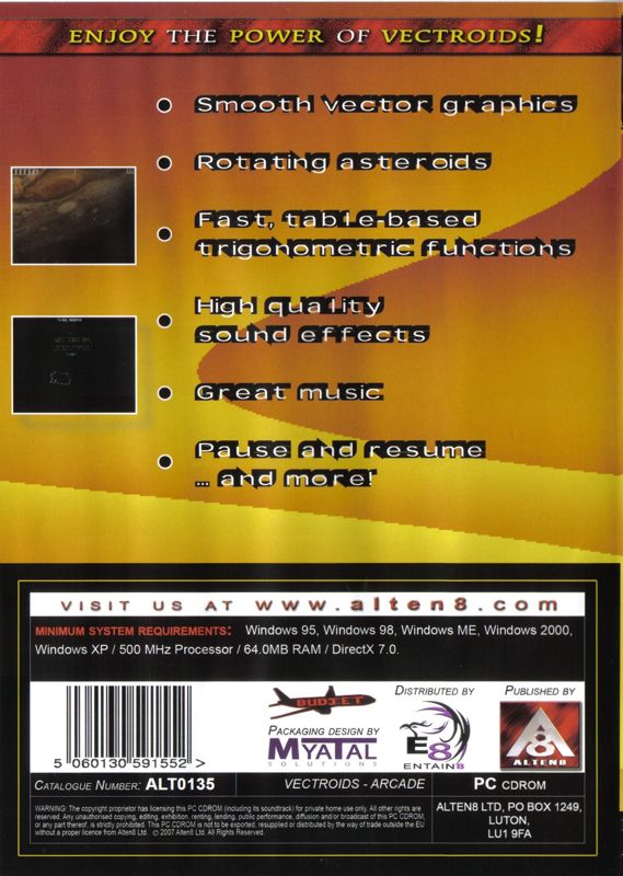 Back Cover for Vectroids (Windows)