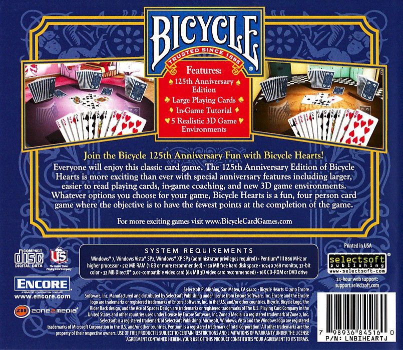 Back Cover for Bicycle Hearts (Windows)