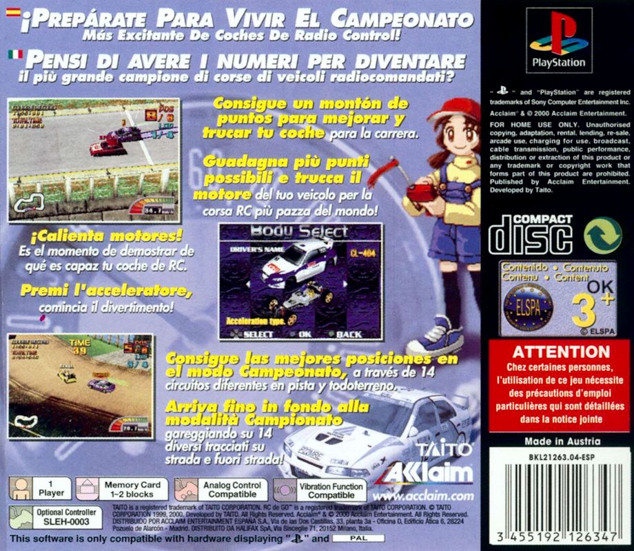 Back Cover for RC de GO! (PlayStation)