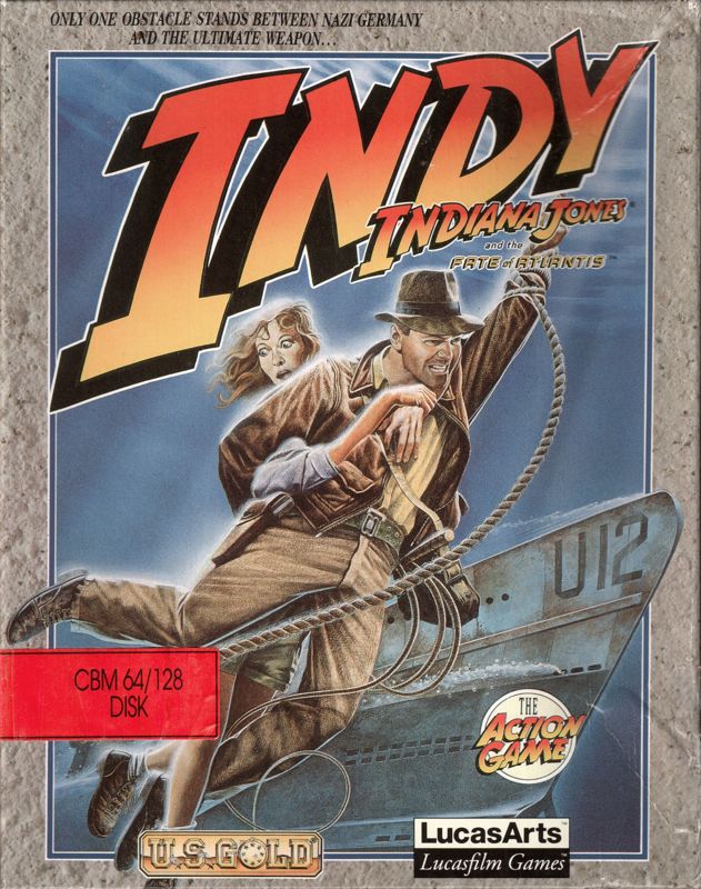 Front Cover for Indiana Jones and the Fate of Atlantis: The Action Game (Commodore 64)