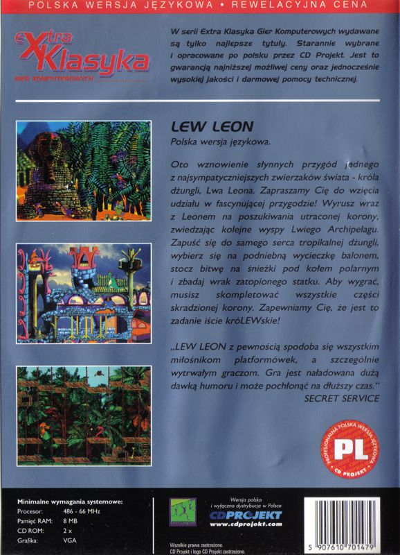 Back Cover for Leo the Lion (DOS) (eXtra Klasyka release)