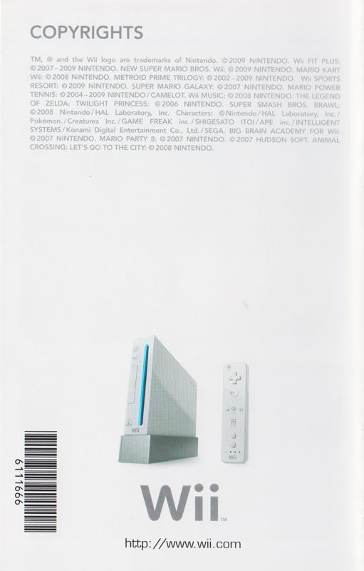 Advertisement for New Super Mario Bros. Wii (Wii): Wii Booklet - Back (12-page)