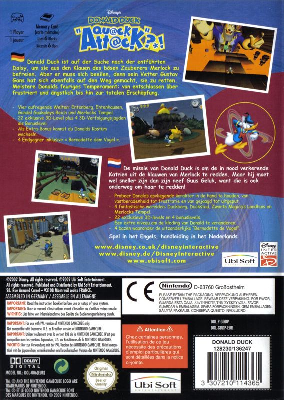 Back Cover for Disney's Donald Duck: Goin' Quackers (GameCube)