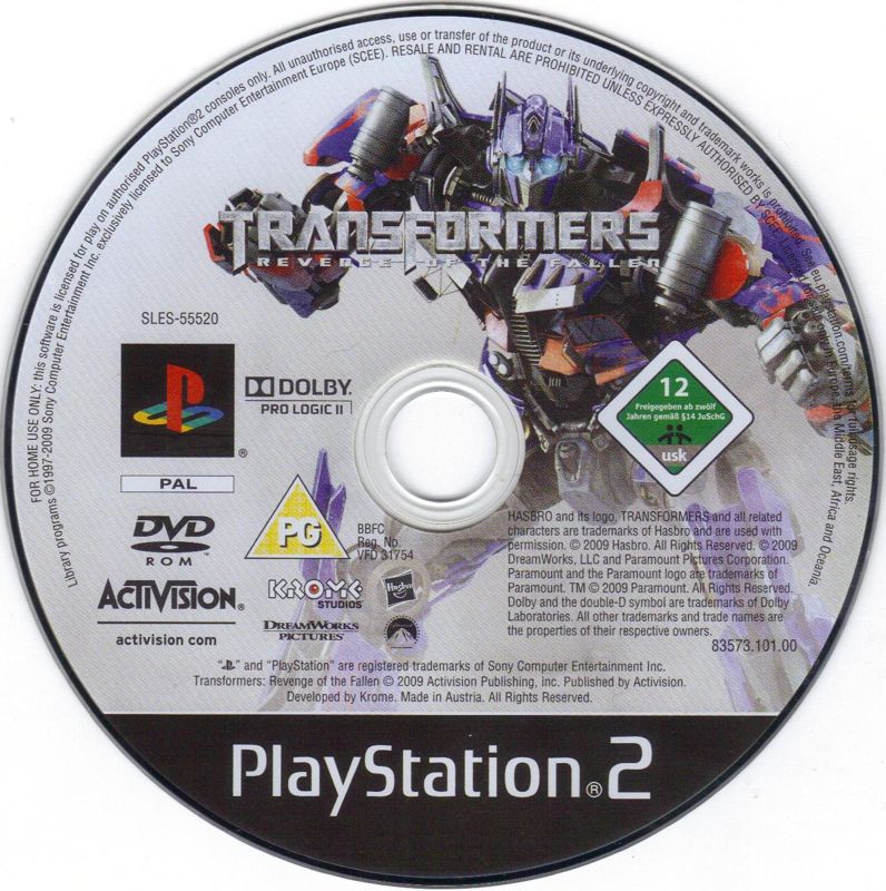 Media for Transformers: Revenge of the Fallen (PlayStation 2)