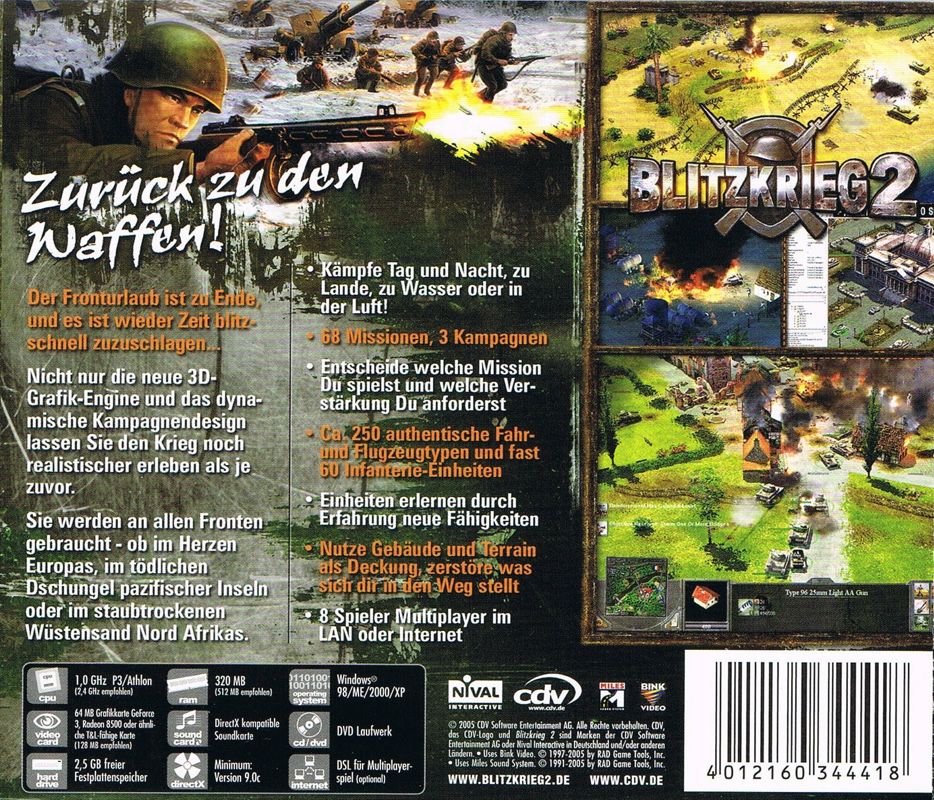 Back Cover for Blitzkrieg 2 (Windows) (Software Pyramide release)