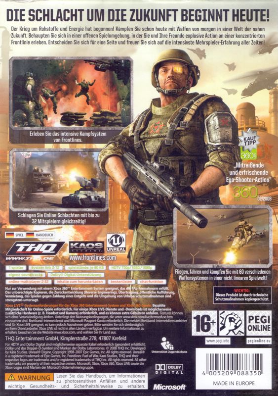 Back Cover for Frontlines: Fuel of War (Xbox 360)