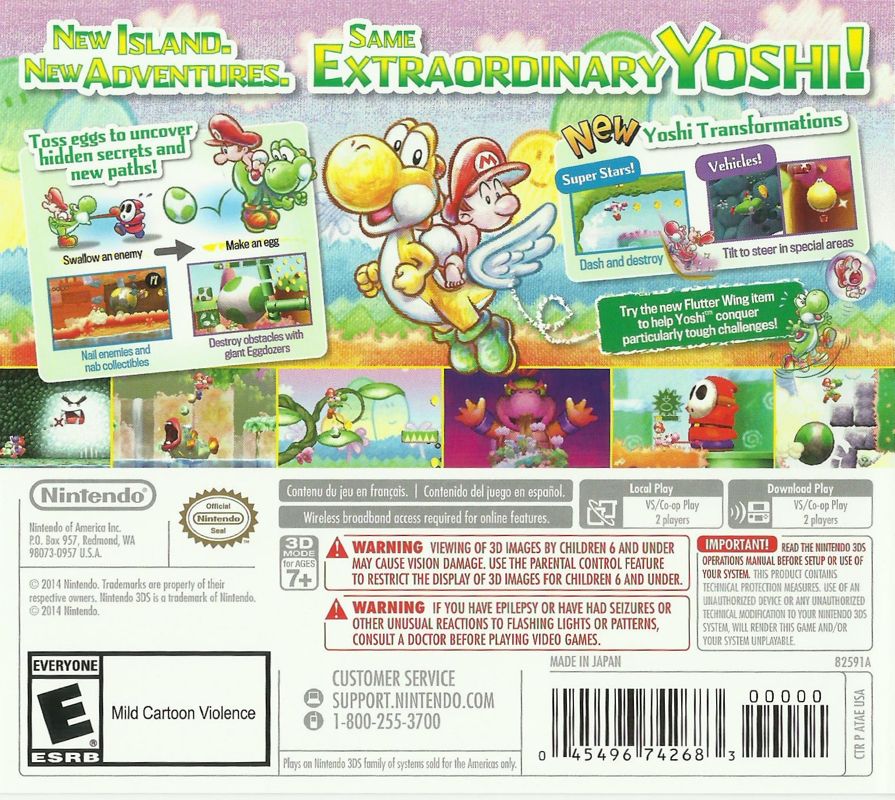 Back Cover for Yoshi's New Island (Nintendo 3DS)