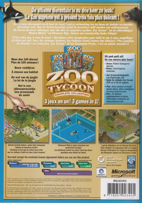 Back Cover for Zoo Tycoon: Complete Collection (Windows) (Ubisoft eXclusive release (DVD-ROM edition))
