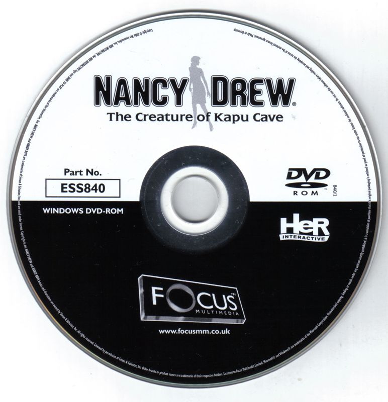 Media for Nancy Drew: The Creature of Kapu Cave (Windows) (Focus Multimedia release)