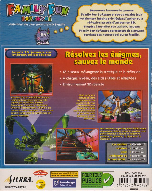 Back Cover for Dr. Brain: Action Reaction (Windows) (Family Fun Software release (Havas Interactive 1999))