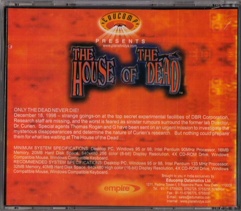 Back Cover for The House of the Dead (Windows) ( Xplosiv Release)