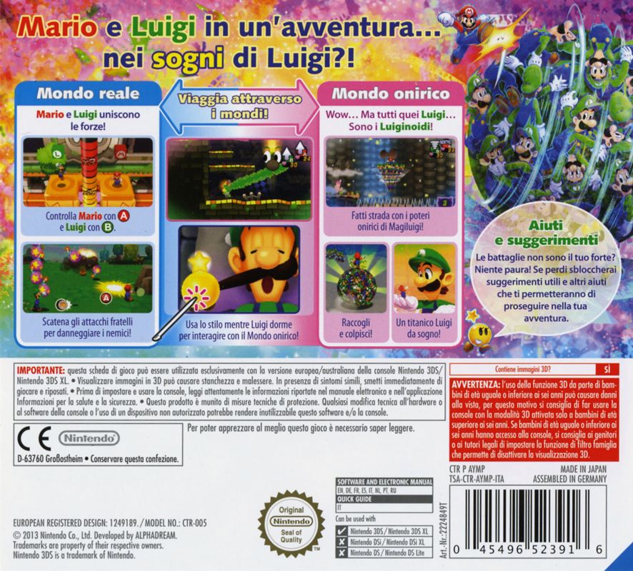 Back Cover for Mario & Luigi: Dream Team (Nintendo 3DS)