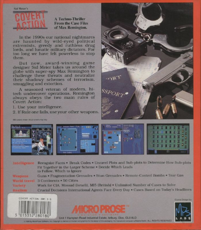Back Cover for Sid Meier's Covert Action (DOS)
