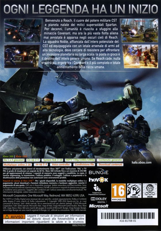 Other for Halo: Reach (Limited Edition) (Xbox 360): Keep case - back