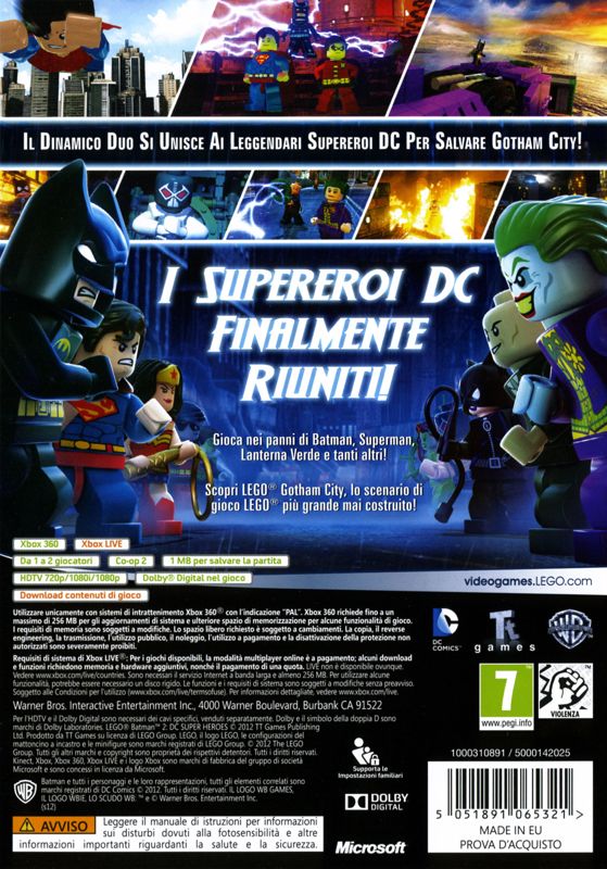 Back Cover for LEGO Batman 2: DC Super Heroes (Xbox 360)
