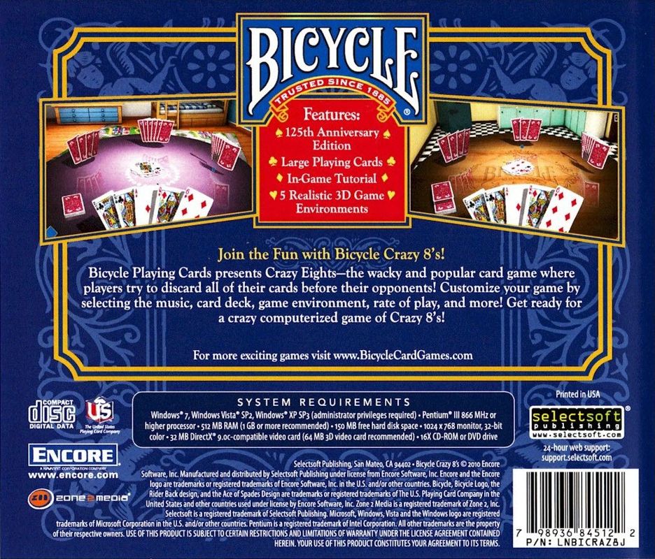 Back Cover for Bicycle Crazy 8's (Windows)